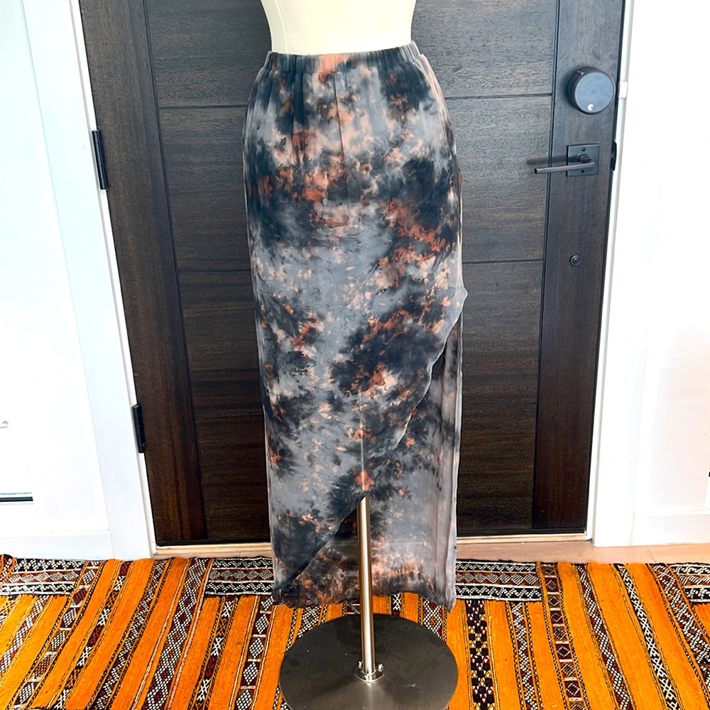 Tie Died Maxi Skirt - Sheer with Liner - Slit up front